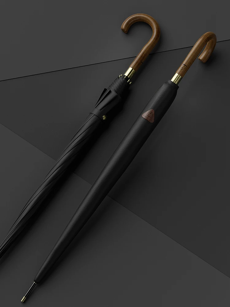 

Мужской деловой зонт с длинной ручкой, ветрозащитный, автоматический, с деревянной ручкой, из алюминиевого сплава, складной, на все сезоны