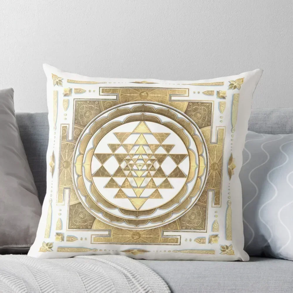 

GOLDEN SRI YANTRA (white background) Throw Pillow Cushion Cover For Sofa pillow cover luxury Cushions For Decorative Sofa pillow