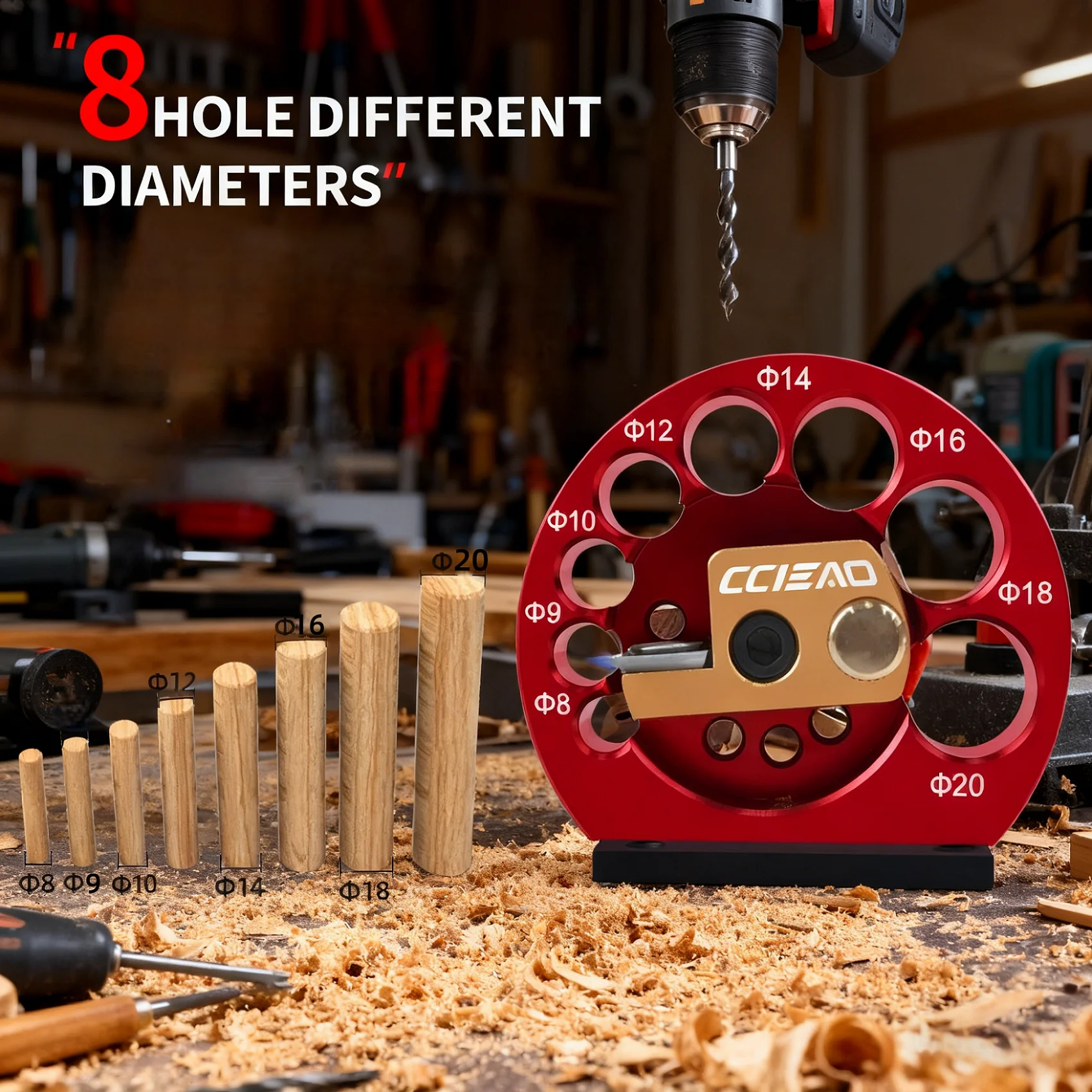 8-Hole Adjustable Dowel Maker Jig or W/ Nail & Blade Set, for Rods Ranging from 8-20mm  Woodworking Drilling and Milling Project