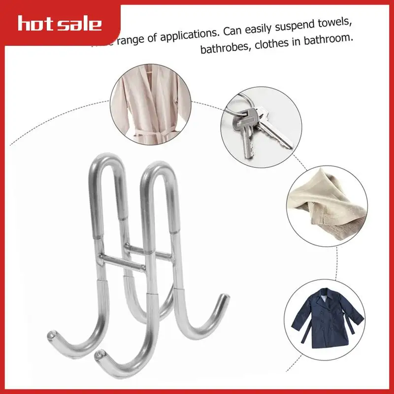 

A52I-Stainless Steel Double Sided Hook Double Towel Rack For Bathroom Shower Glass Door Hook Double Sided S Hook