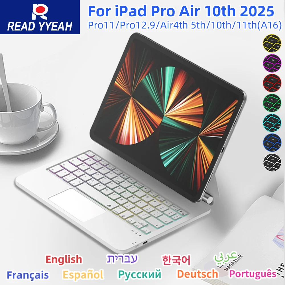 

New Wireless Magic Keyboard for iPad a16 Case Tablet Keyboard for iPad Air 4 5 10.9in Pro 11 12.9 Spanish Korean Smart Cover