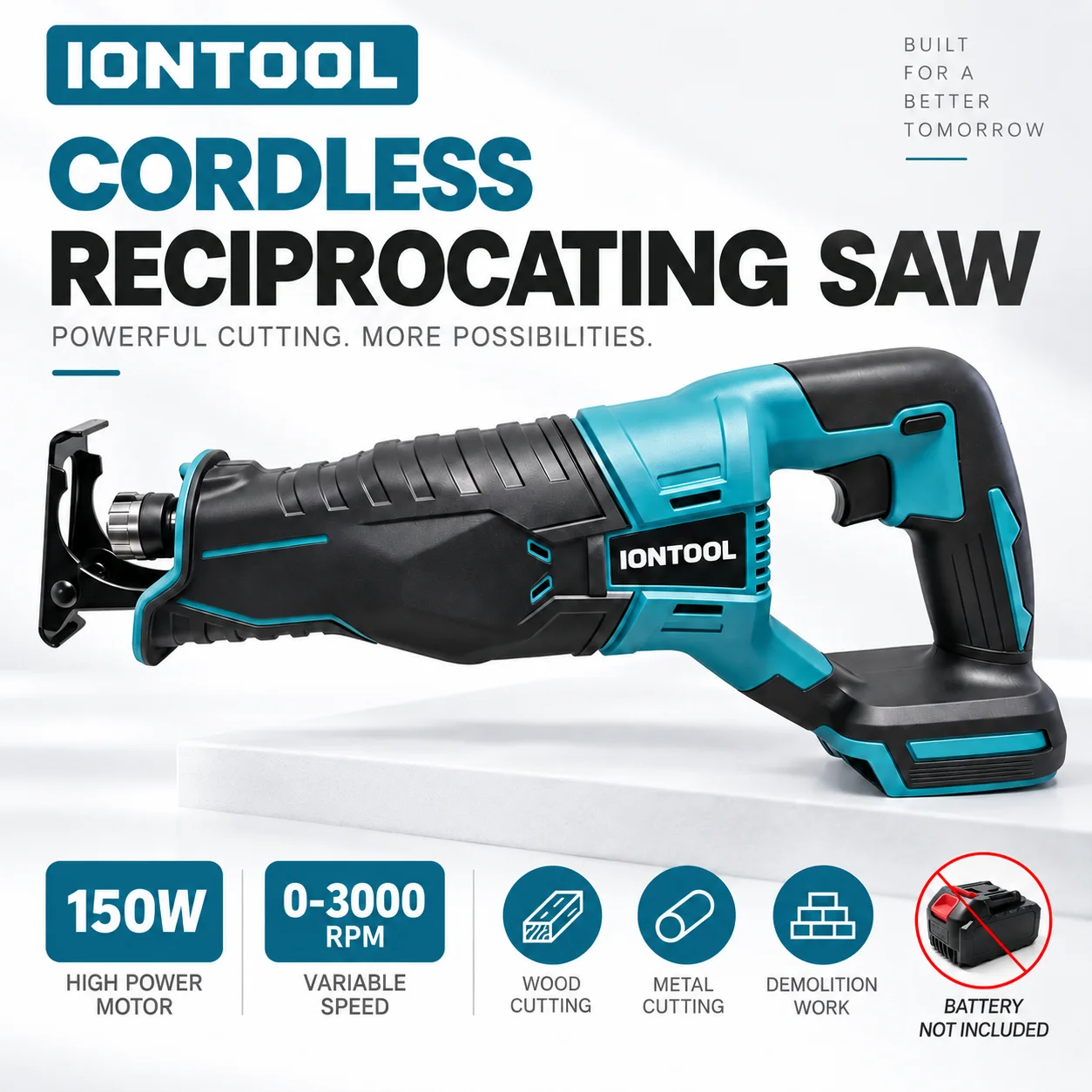 IONTOOL Cordless Reciprocating Saw Bare Unit Household Renovation Pipe Timber Cutting DIY Workshop Processing Power Tool