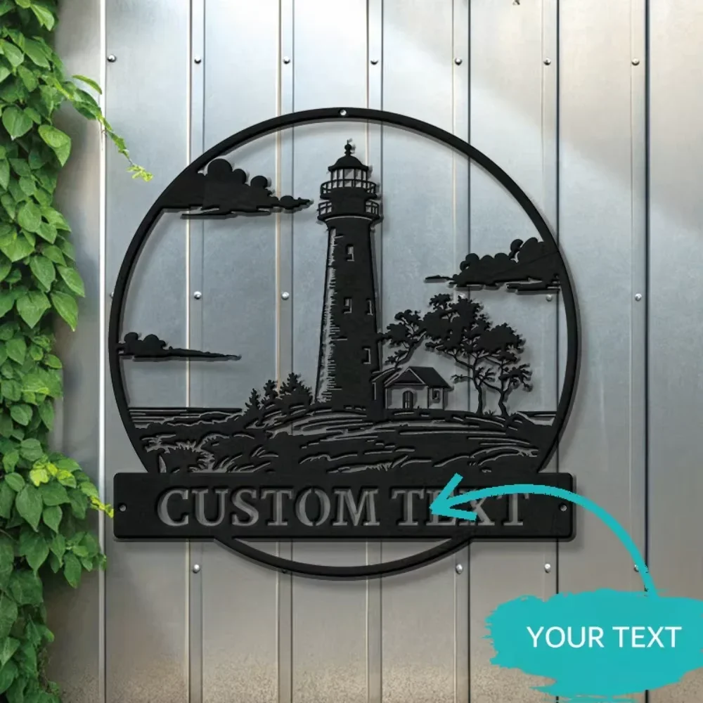 Custom Metal Emblem Seaside Beacon Shoreline, Tailored for Beach Homes Robust Oceanic Wall Decoration, Memorable Gift/Room Sign