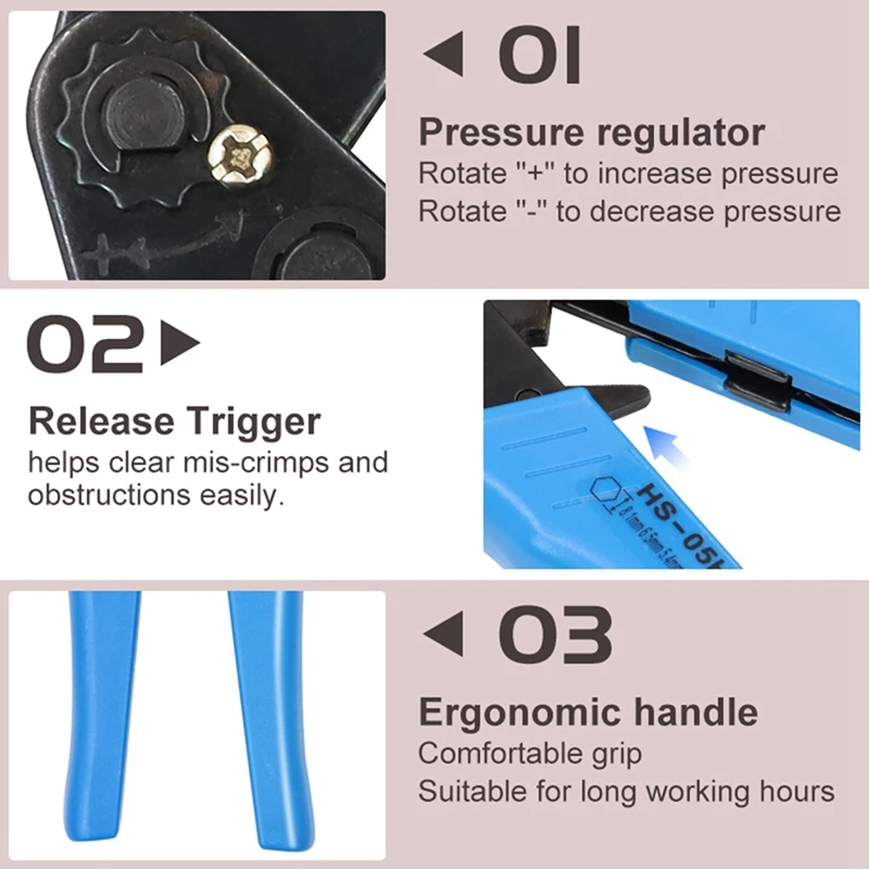 Coaxial Cable Crimping Pliers Set HS-05H Crimping Pliers With 4 Jaws Are Suitable For RG55 RG58 RG59 Parts 62 Ratchet Tools