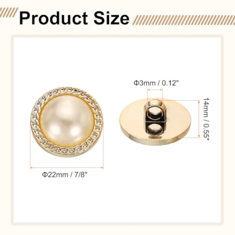 5pcs 35L Gold Faux Pearl Buttons 7/8