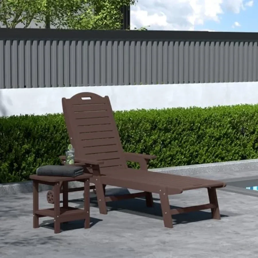 Outdoor patio chaise lounge set with wheels and cup holder, aluminum frame, gray finish, weather-resistant for backyard use