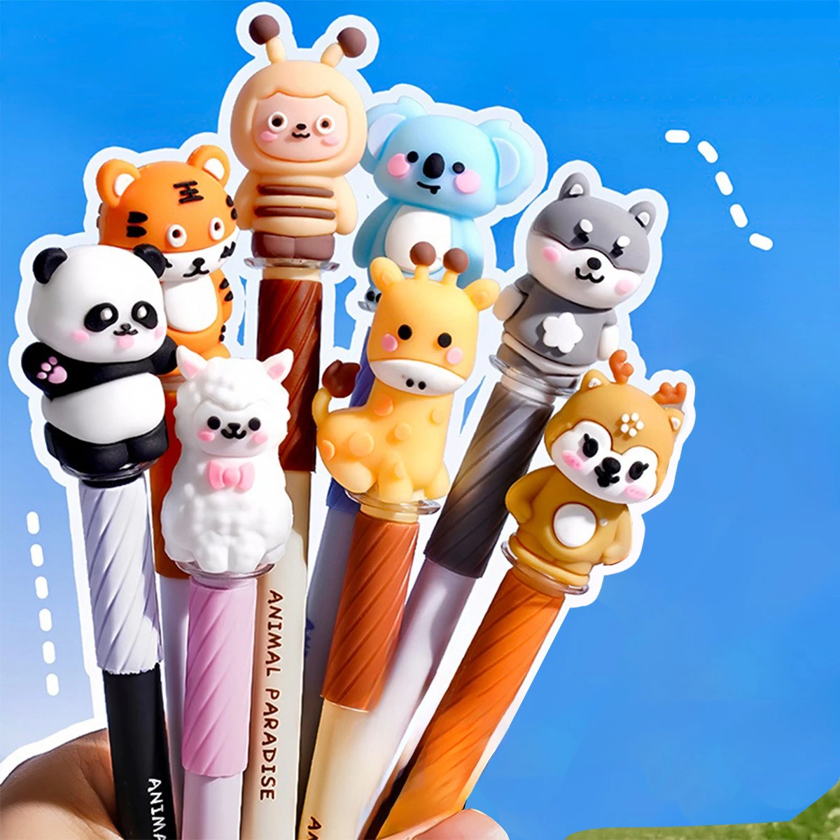 3 Random Erasable Neutral Pens with Eraser Heads, Blue Quick-Dry Ink, Easy Rub Out, School Stationery Supplies, Round Ballpoint