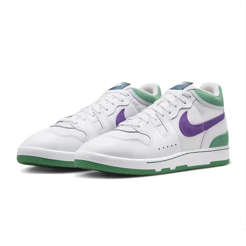 

Nike's New Soft Support and Strong Grip Outdoor Men's Skate Shoes, Mac Attack Retro Style, Wear-Resistant, Comfortable, Everyday Mid-Top Sneakers, White, Green, and Purple Color-Blocking, Fashionable and Versatile, Commuting Casual Flat Shoes, Essential f