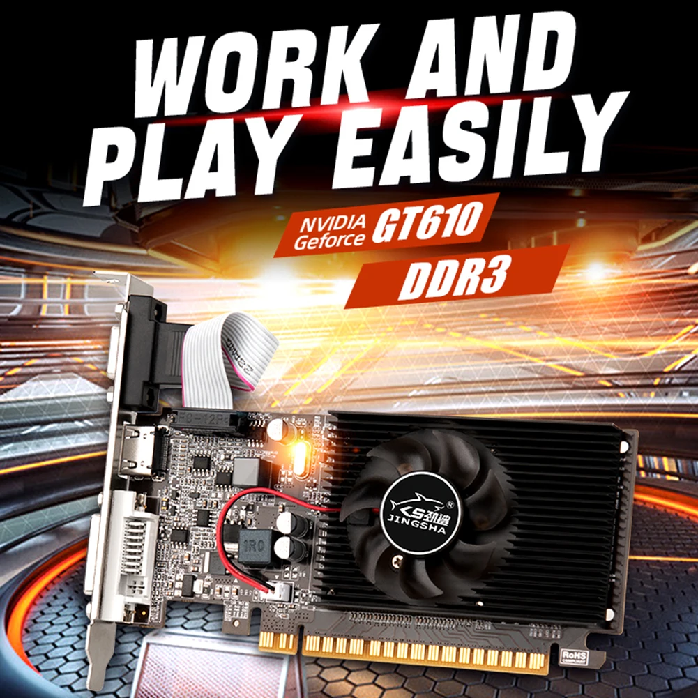 

GT610 видеокарта 810 МГц DDR3 1/2 ГБ игровая видеокарта HD VGA DVI интерфейс сменные аксессуары для настольных игр компьютера