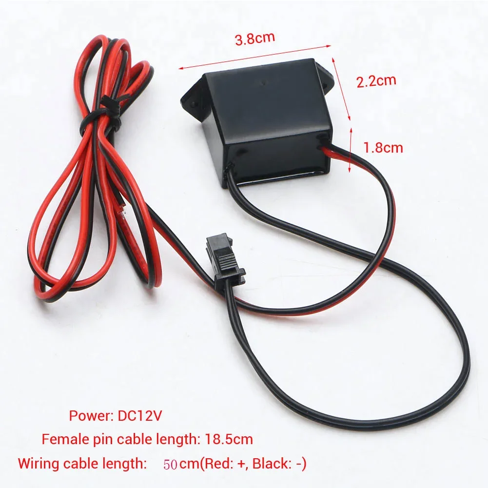 Flexible DC12V Neon EL Wire Glow Power Driver Inverter Controller 50CM Cable Strip Light Inverter Supply Adapter Wire Driver