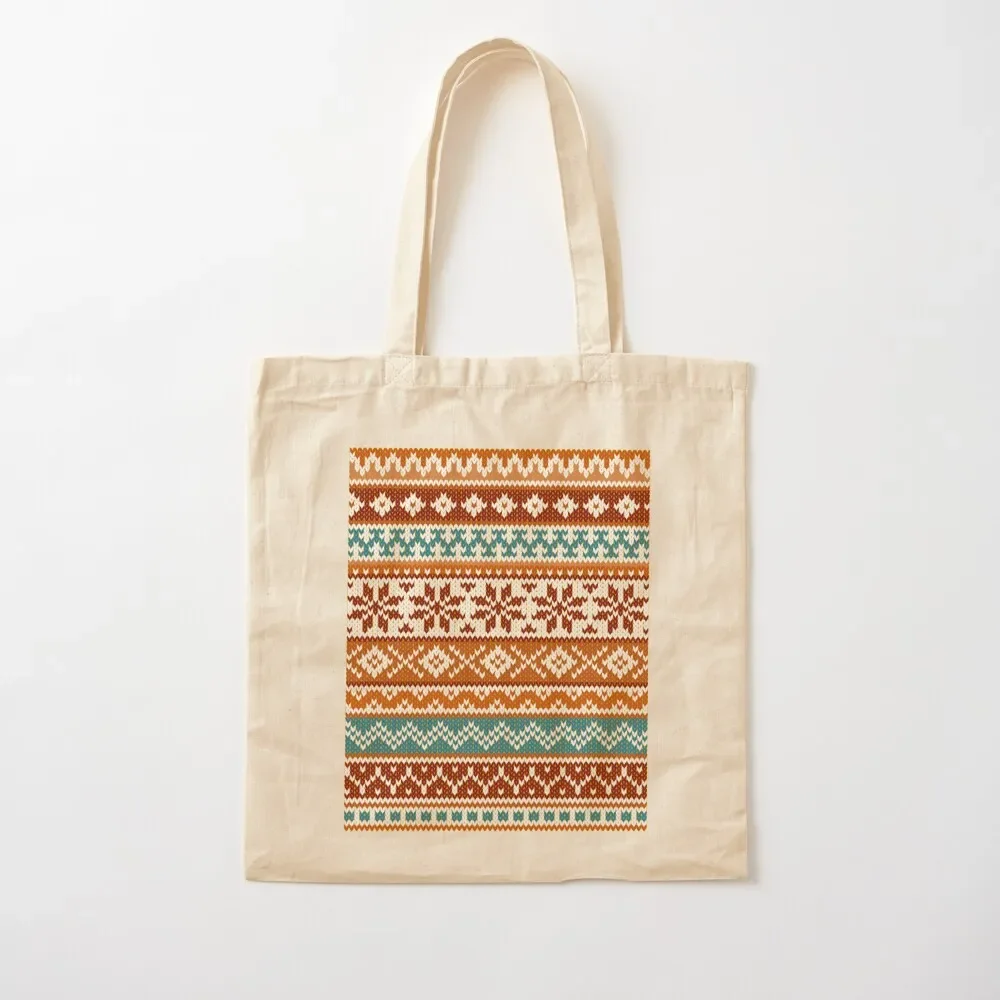 

Fair Isle Fox Vibes Tote Bag Portable shopping bag personalized tote bag