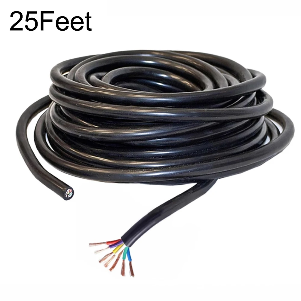 Copper Clad Aluminum 25 Feet 7 Way Trailer Cable 25 Feet Long Non-Deformation Quick Installation For RV Use For Trailers