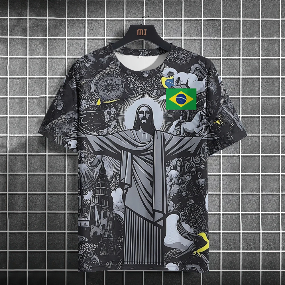 

Summer T Shirt Football Training Top Brazil Special Edition Black Grey Football Jersey Men's Women's Outdoor Quick-drying Tshirt