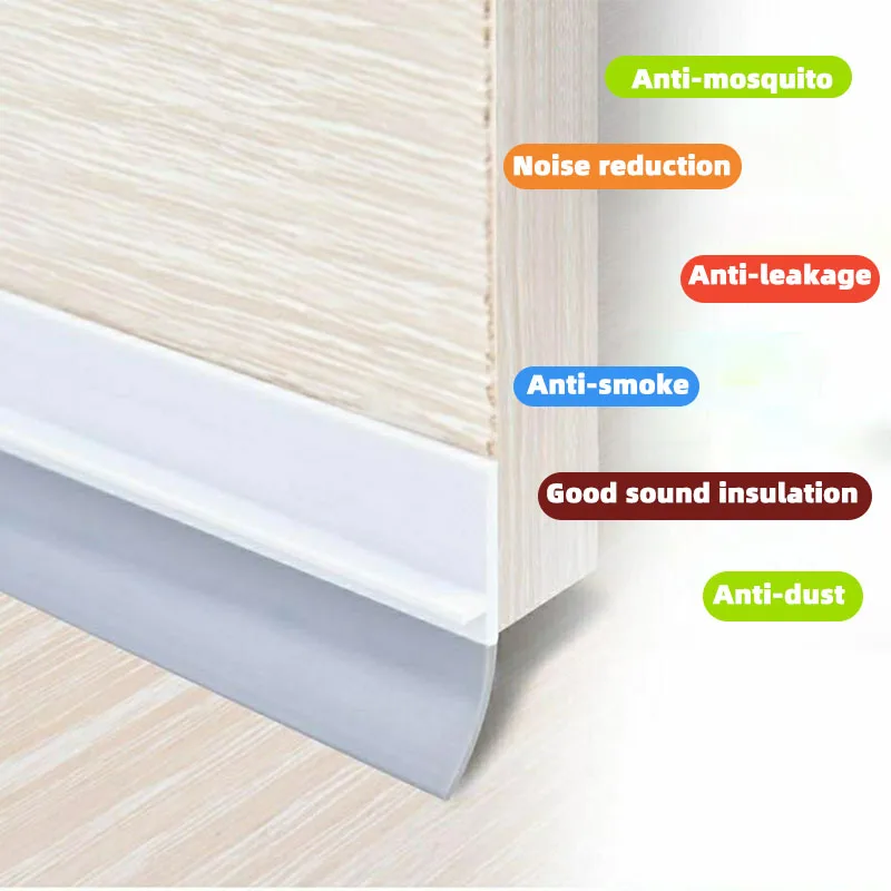 Door Draft Stopper Door Bottom Seal Strip Adhesive Sealing Rubber Sticker Acustic Blocker Insects Door Stopper Protector Holder