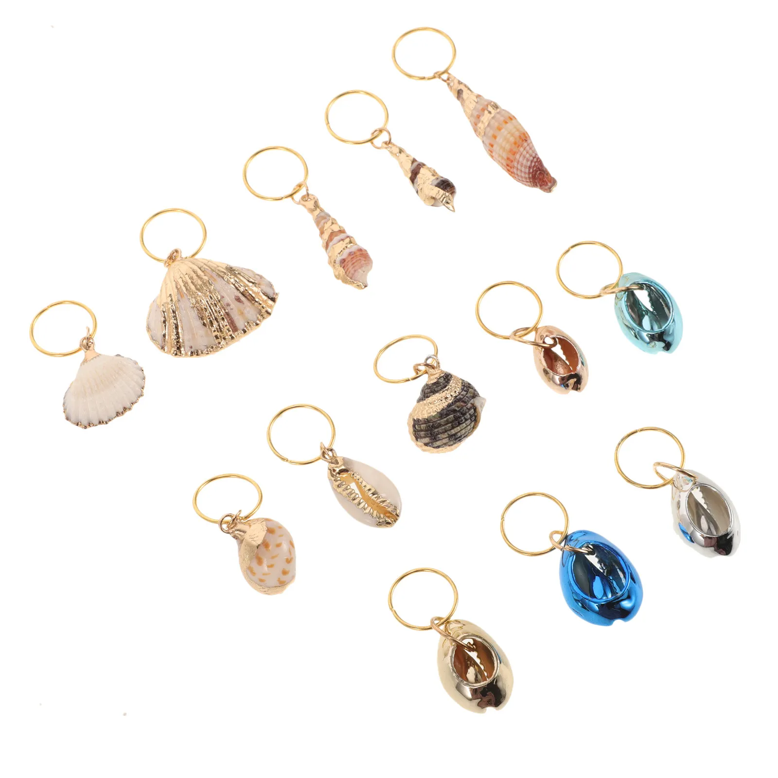 

13Pcs Hair Braid Rings Jewelry Charms Shell Pendants Decorations DIY Hair Ring Accessories Birthday Holiday Gifts
