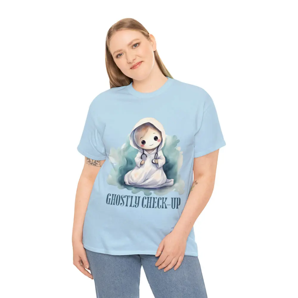 Halloween Nurse Ghost Check Up T Shirt Men And Women Cute Anime Graphic T-shirts Y2K Tops Unisex Summer Short Sleeve