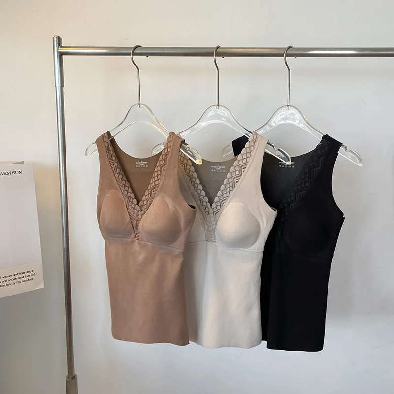 Colete quente tamanho grande feminino v-ne qui calor sem sutiã uma roupa interior térmica outono inverno linda ba