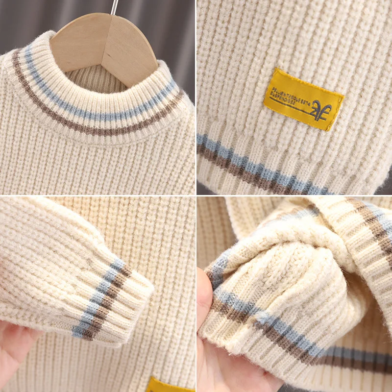 New Kids Padded Sweaters Children Autumn Winter Sweaters Boys Girls Knitting Pullovers Knitwear 0-8 Year Old