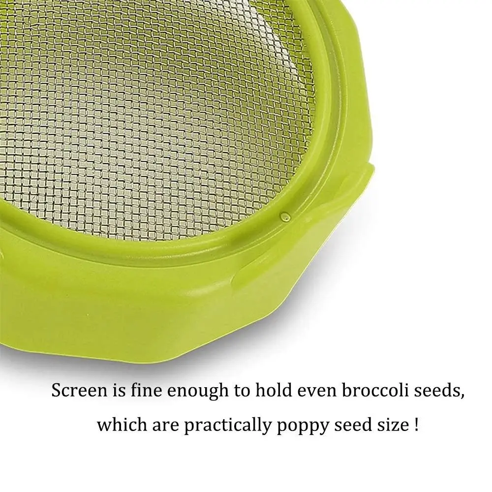 2pcs Nursery Trays Seed Growing Germination Wide Mouth Tool Strainer Sprouting Lid Mesh Sprout Cover Sealing Ring Lid