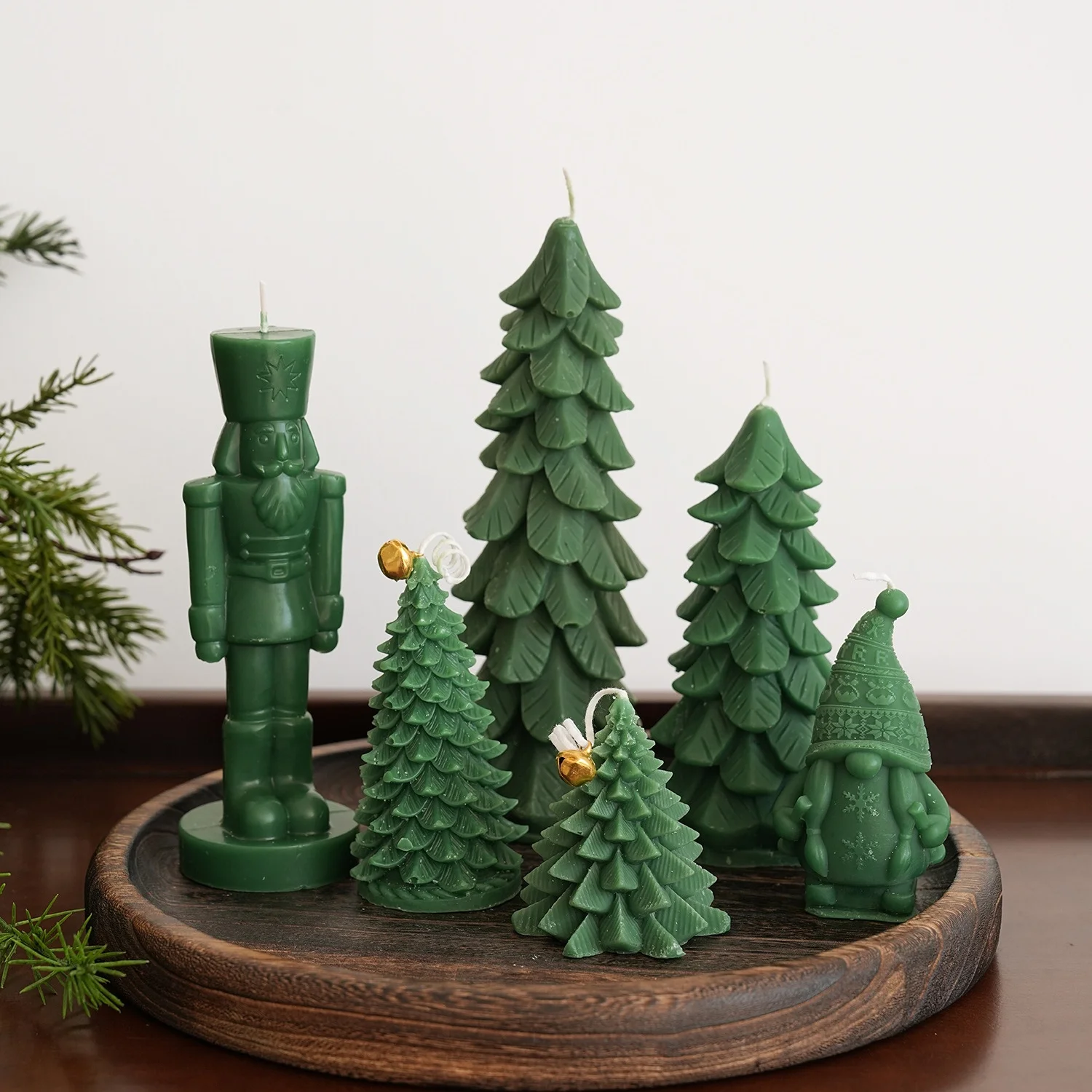 Christmas Candle with Artificial Christmas Tree and Nutcracker Design Party Table Centerpieces Holiday Party Home Decor Ornament