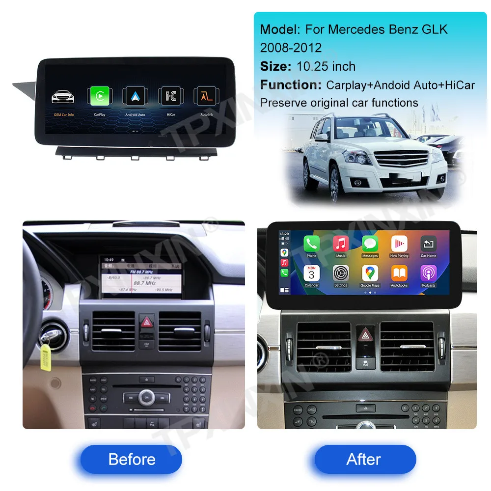 Linux Wireles Android auto,Carplay For Mercedes Benz GLK 2008-2012 Car Radio GPS Navigation multimedia player unit Airplay