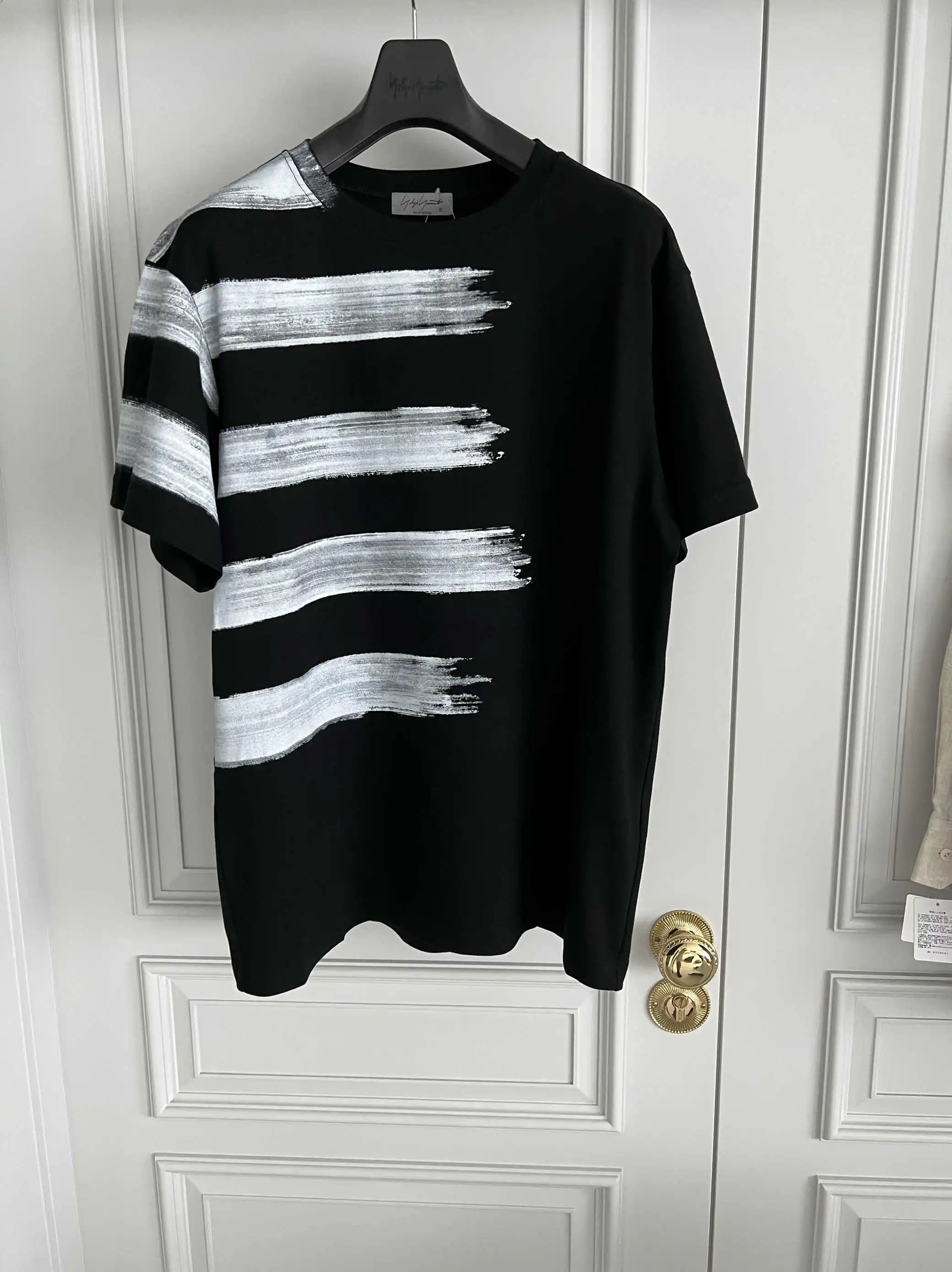 TOP-YAMAMOTO original Design horizontal striped gradient pattern printed short-sleeved T-shirt Casual top, China