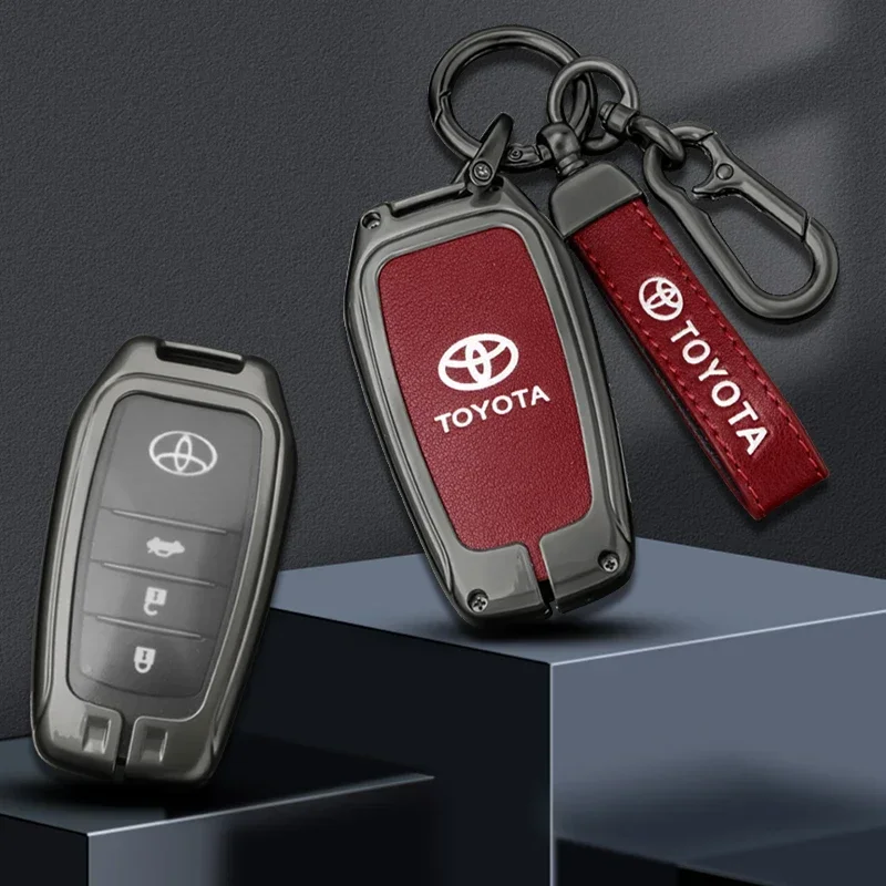 For Toyota Land Cruiser 200 Prado Crown Yaris Cross Hilux Innova Fortuner Camry Alphard PREVIA Vellfire Car Key Case Cover Shell