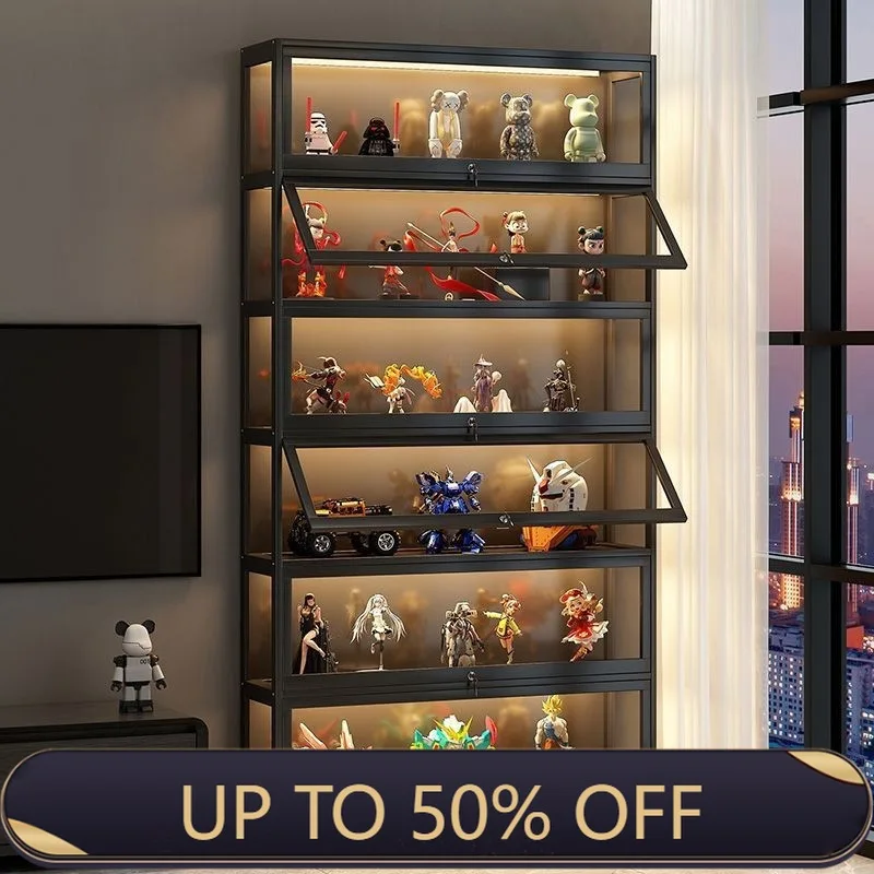 Figure Display Cabinet Proof Glass Transparent Dust-proof Display Lock Cabinet Toys Acrylic Storage Box Bookcase Shelf Organizer