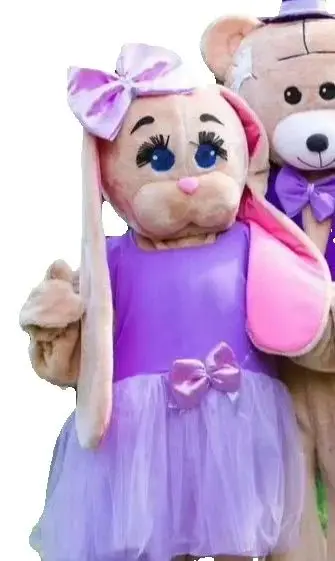 

Фиолетовый смокинг, плюшевый плюшевый мишка, костюм талисмана, мультяшный кролик, заяц, талисман для взрослых, Хэллоуин, Рождество, нарядное праздничное платье