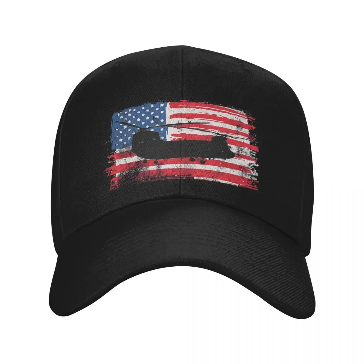 Chinook CH-47 Helicopter US Military on Vintage Flag Baseball Cap Custom Cap Uv Protection Solar Hat Men Hats Women's
