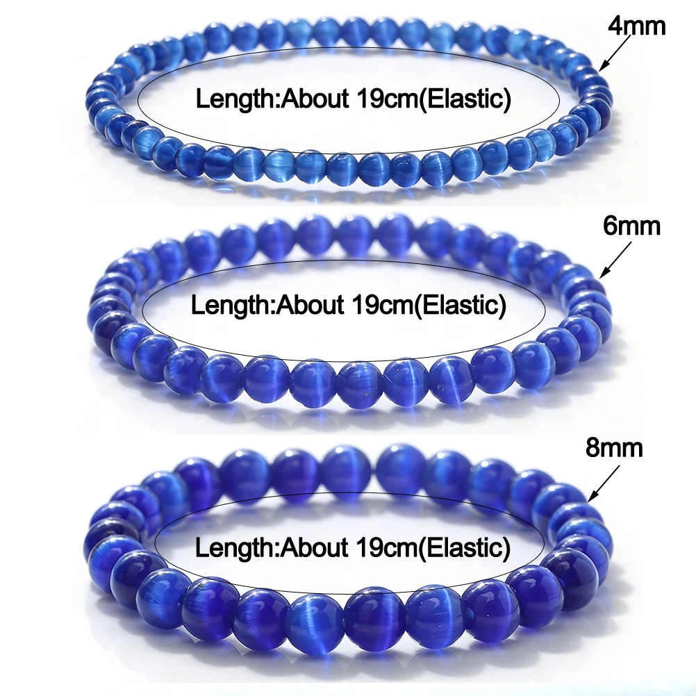 Fashion Natural Stone Blue Cat Eye Stone Beads Bracelet Bangle For Women Elastic Rope Bracelet Girls Yoga Jewelry Gifts Pulseira view 6