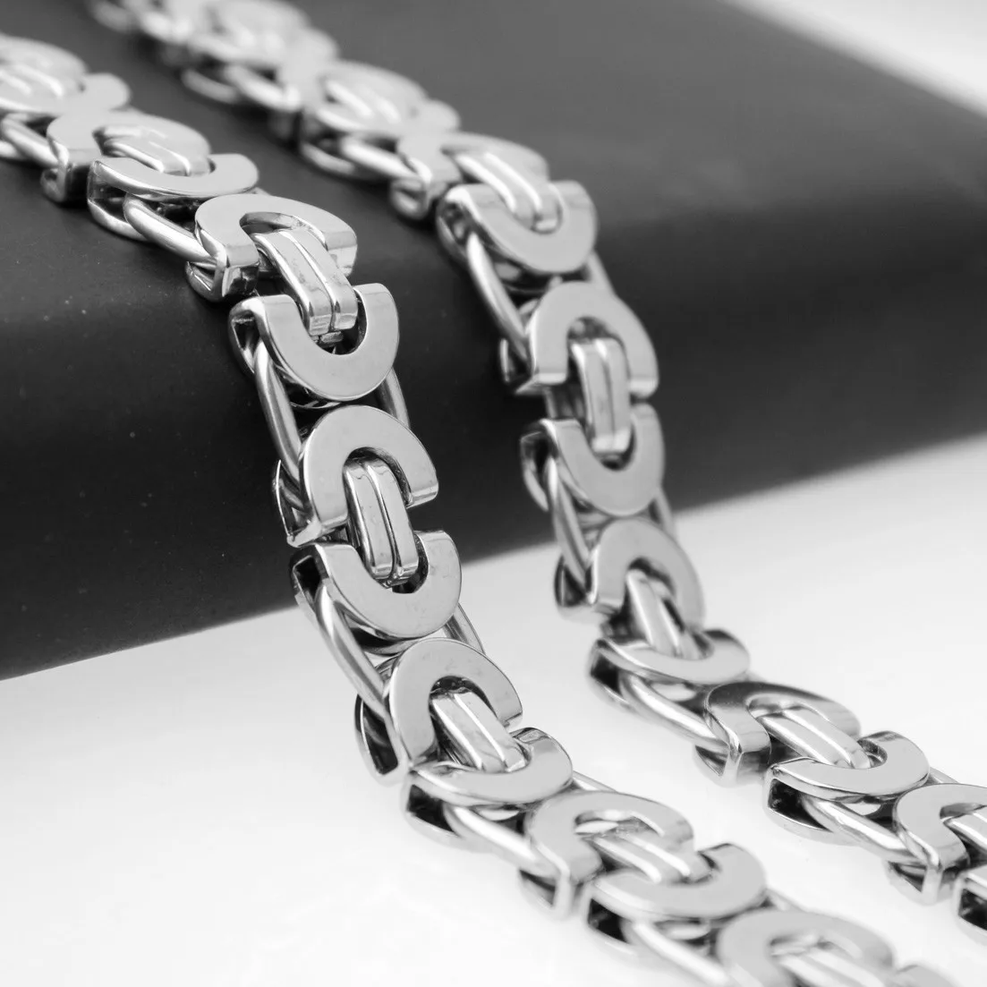 6MM 8MM 11MM Stainless Steel Flat Byzantine Chains Necklaces or Bracelets For Men Women Chain Jewelry Gifts