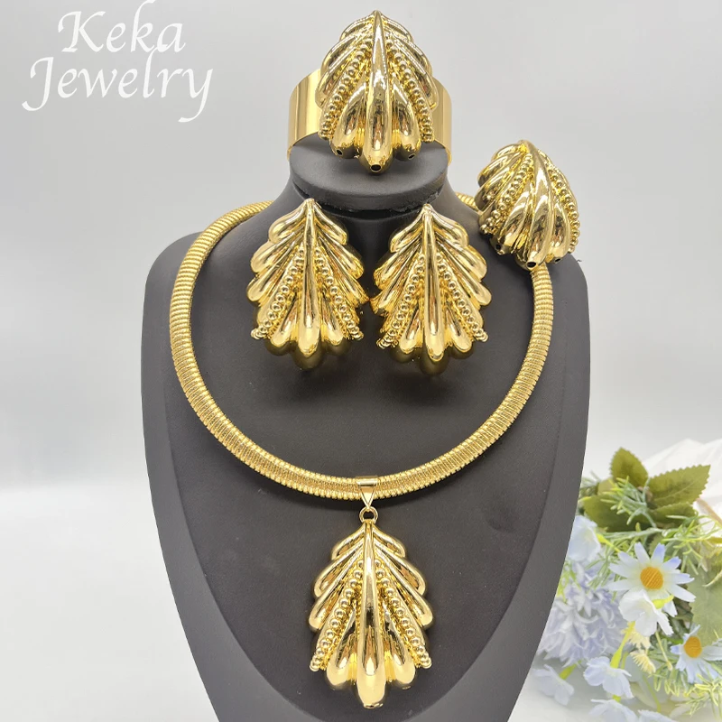 America Gold Plated Jewelry Set Women Classics Delicacy African Necklace Earrings Sets Dubai 24k Women Wedding Party Accessories