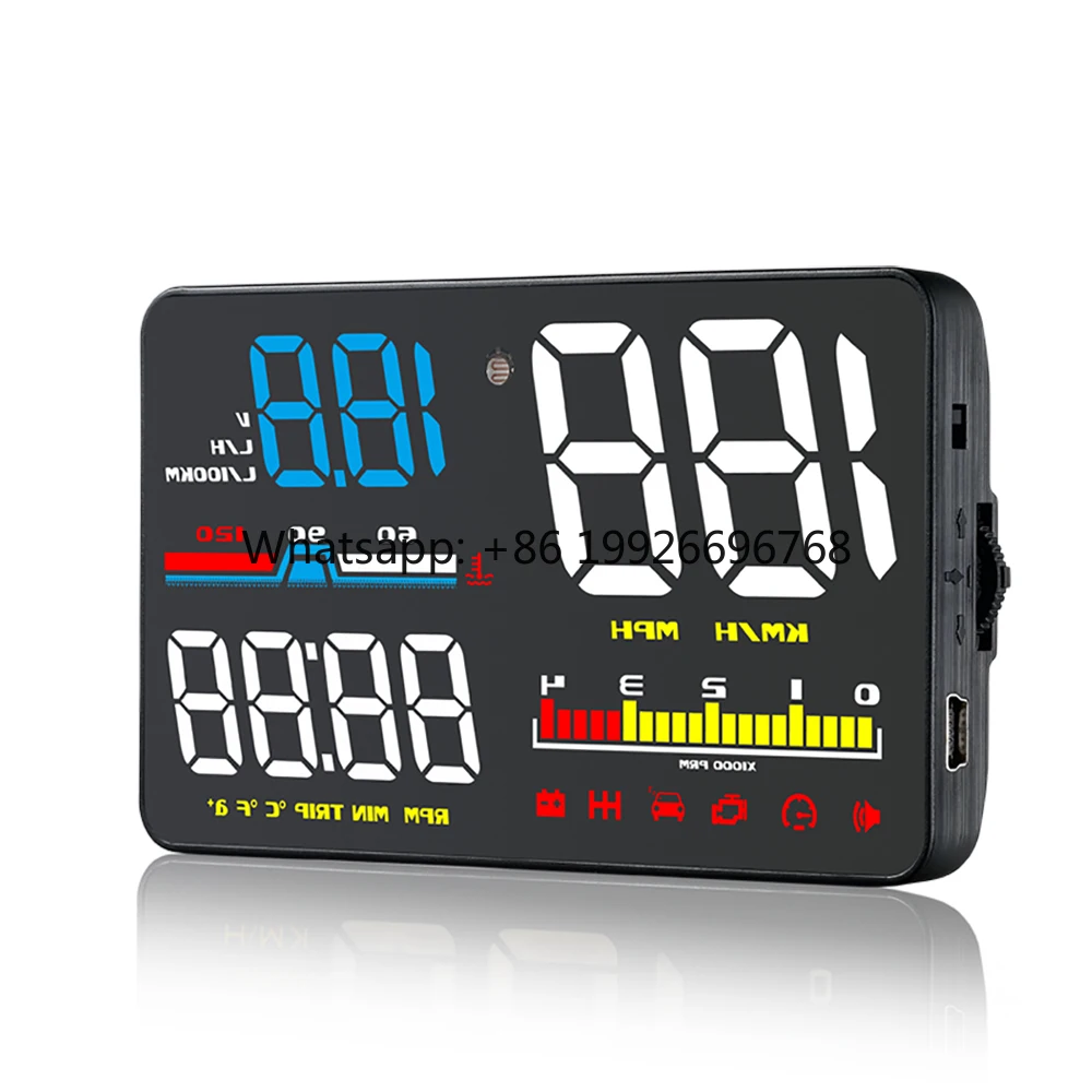 WiiYii Hot Sell OBD2 D5000 4-inch GPS LED Windshield HUD Car Dashboard Gauge Black 12V Water Temperature Universal Fitment