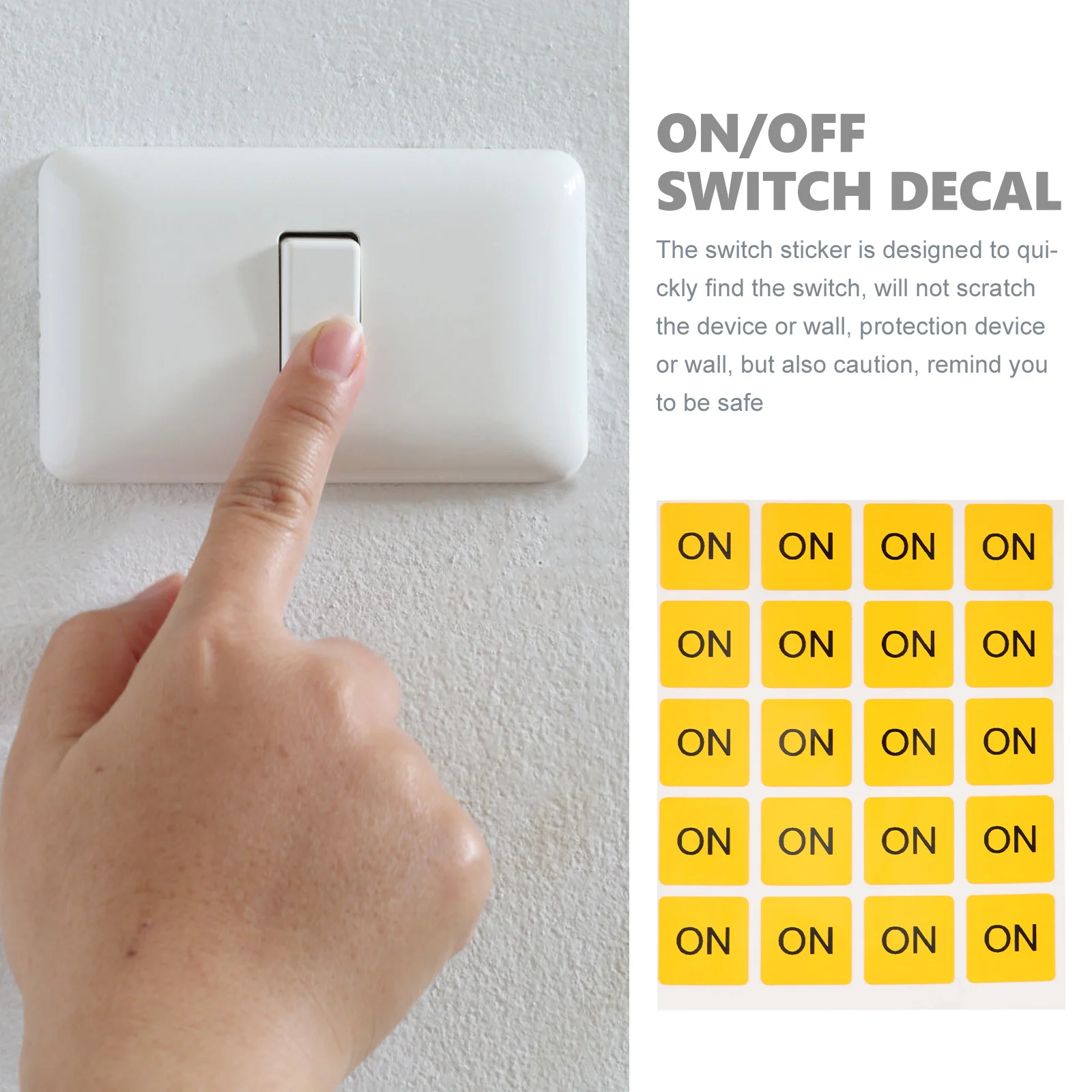 20Pcs Warning Label Stickers Device Switch on Off PVC Caution Decals Home Office Wall Safety Reminder Decorative Stickers