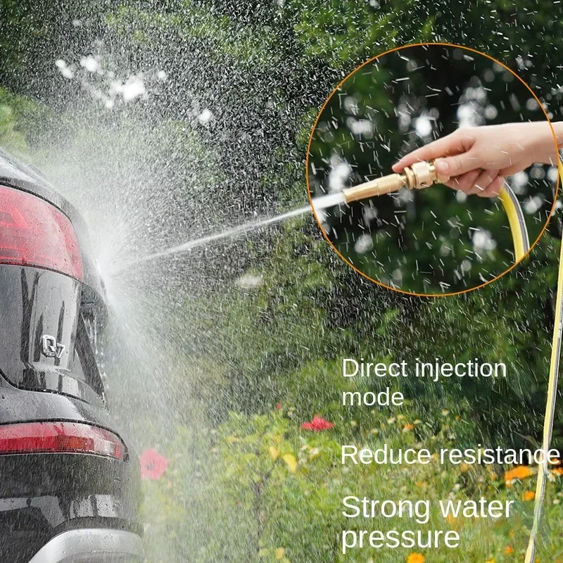 Spray Nozzle Water Gun Brass High Pressure Direct Spray Quick Connector Home Hose Adjustable Pressure Garden Sprinkler image 3