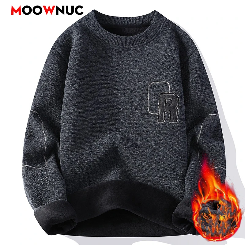 

Men's Solid Knit Pullover Sweater Men Clothing Warm Casual Fashion Streetwear for Spring Autumn Hombre Male Sweat-shirt New