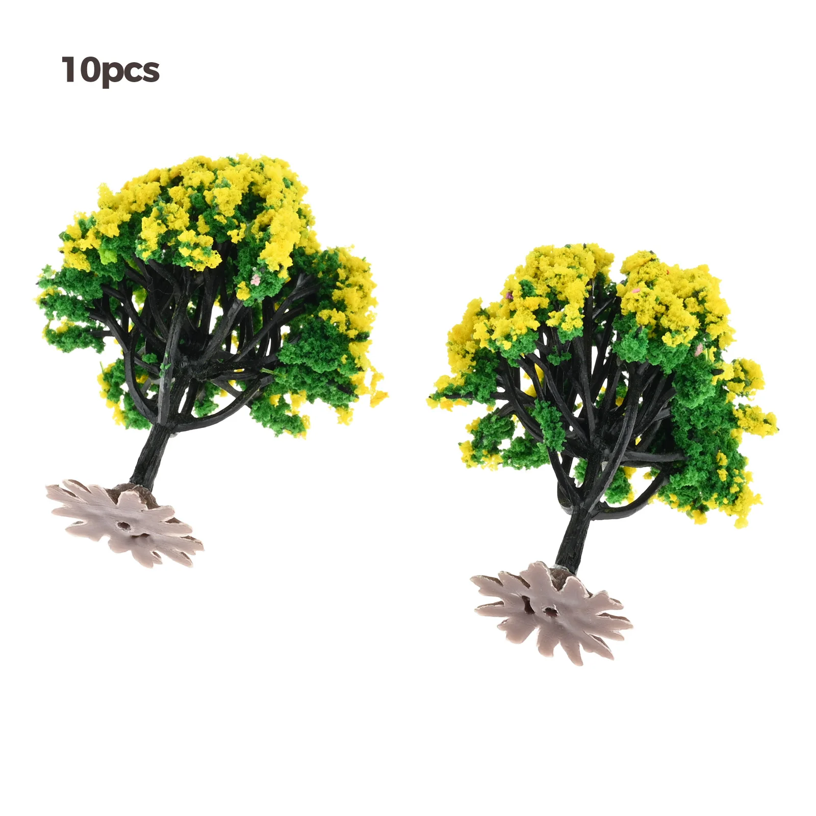 Árbol de flores amarillas en miniatura, 10 piezas, 6cm, modelo de tren, paisaje de árbol Artificial, decoración de ferrocarril, accesorios de paisaje de construcción