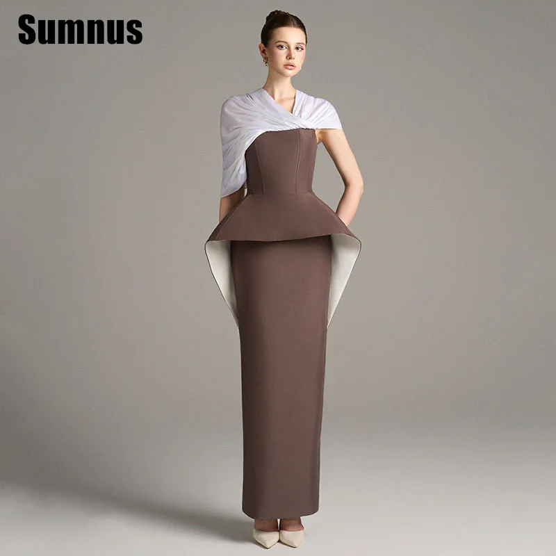 

Sumnus Modern Mermaid Evening Dresses Contrast Color Ankle Length Formal Occasion Gowns فساتين سهرة Customized