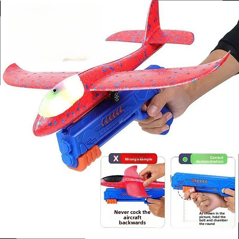 Foam Glider Launcher Gun Outdoor Flying Toys for Kids Hand Throwing Plane