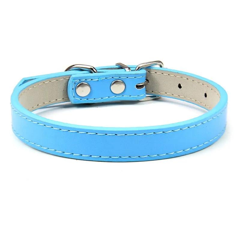 1 Piece Dog Collars Adjustable Color Pet Collars PU Leather Neck Strap Cat Collars Soft Pet Supplies for Dogs