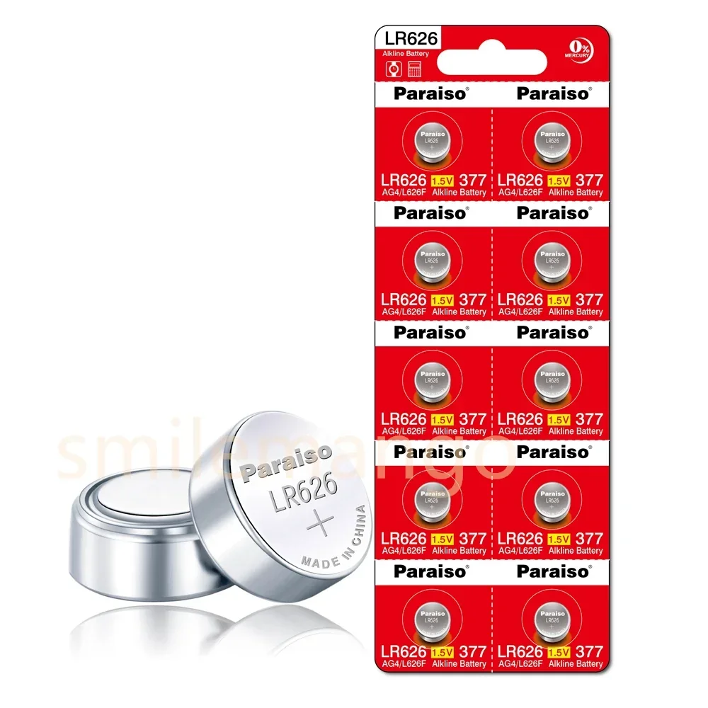 AG4 1.55V alkaline button battery, LR626 377 SR626 177 626A， Suitable for watches, toys, calculators, car keys, and clocks