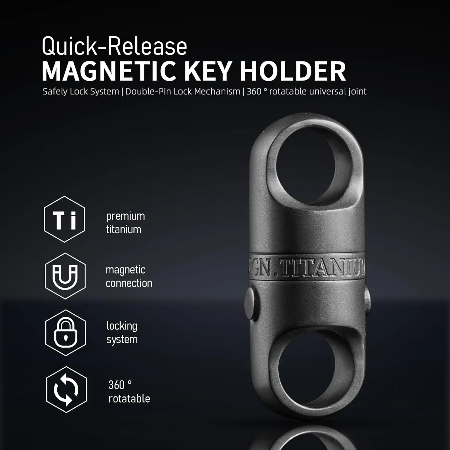 Titanium Magnetic Key Holder, Quick Release Keychain, Detachable Magnetic Keychain, Safely Lock System-360 ° Rotatable