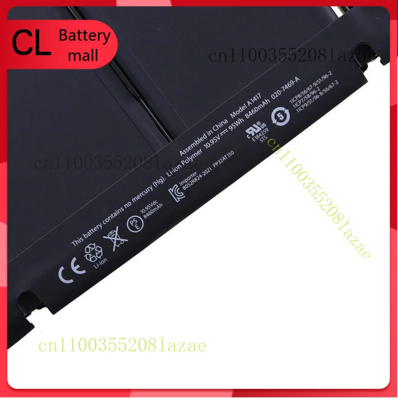 Batteria originale A1417 per Apple MacBook Pro 15" A1398 2012 2013 Retina MC975LL/A