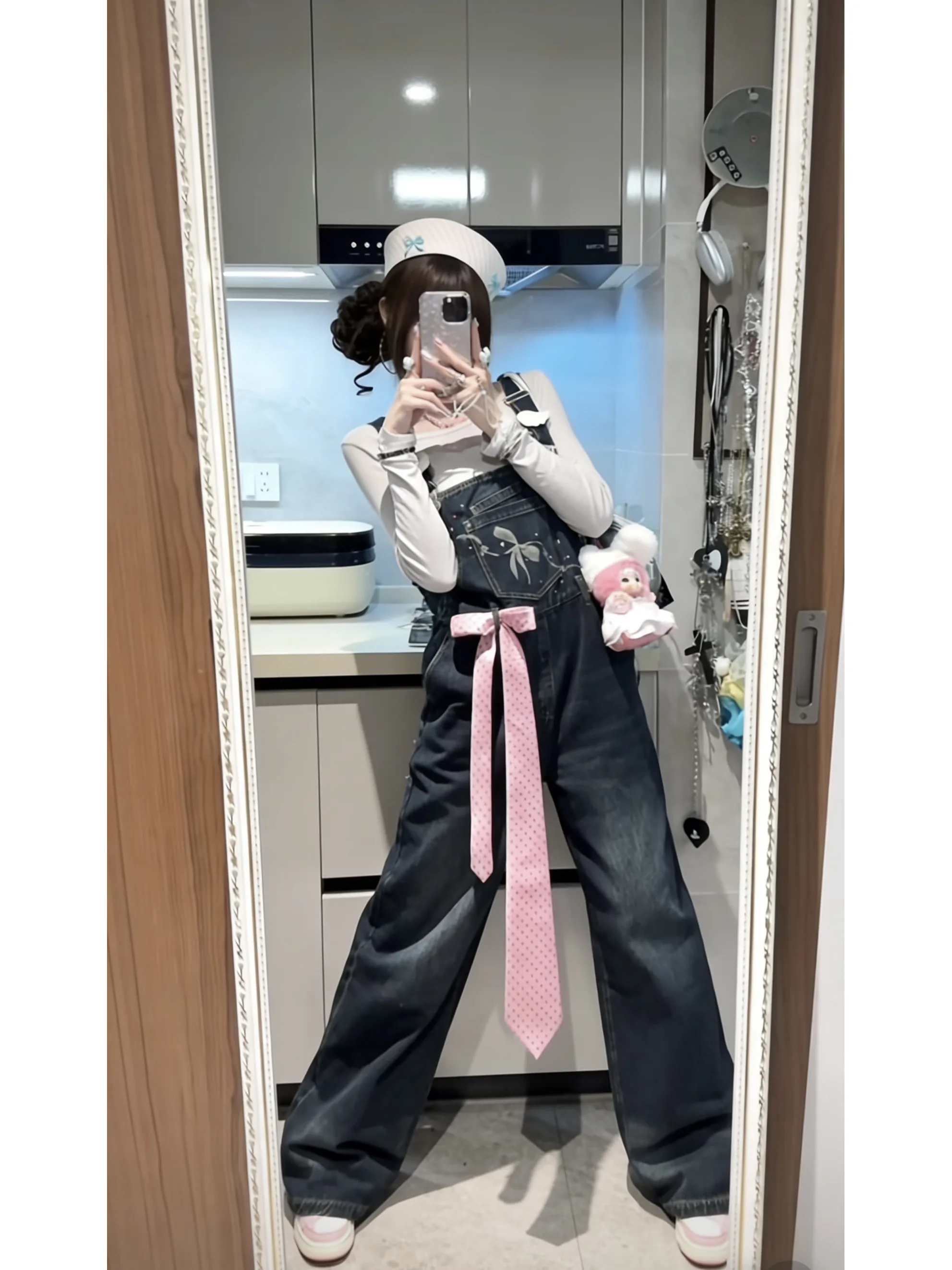 

Джинсовые комбинезоны с высокой талией для женщин, повседневные брюки прямого кроя, новинка весна-лето, серия Sle Salt And Milk, утягивающие, короткие, разных размеров