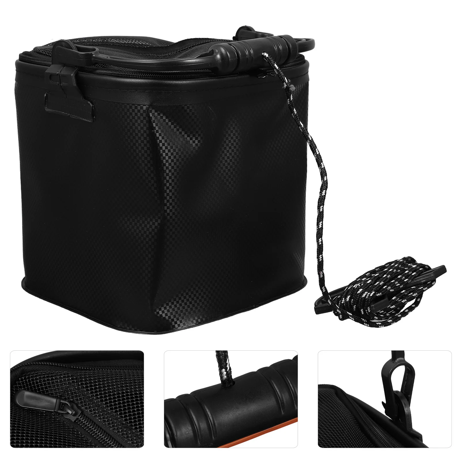 

1pc Fishing Bucket Foldable Eva Bait Container Breathable Mesh Lid Large Capacity Portable For Camping Hiking Live Fish Storage