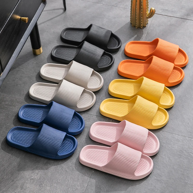 Thick Platform Bathroom Home Slippers Women Cloud Slippers Fashion Soft Sole Eva Indoor Sandals Non-Slip Flip Flop  Men Slippers