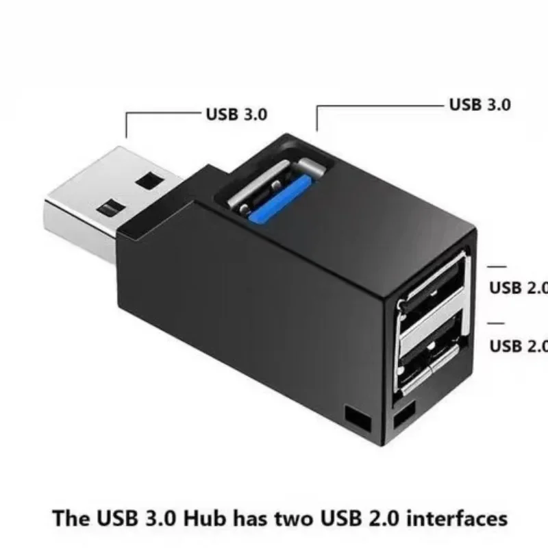 Adaptador de concentrador USB 3,0, Mini caja divisora, 3 puertos, transferencia de datos de alta velocidad, estación de acoplamiento para PC y portátil