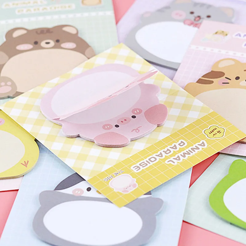 20 Sheets/pack Cute Cartoon Animal Sticky Notes Tiger Totoro Penguin Rabbit Bear Pig Adhesive Memo Pads Self-Stick Notes