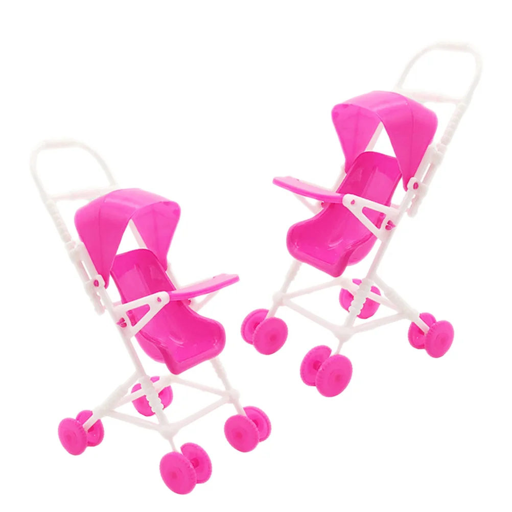 2 Pcs Simulation Stroller Pushchair Toy Party Games Girls Toys Play Kid Baby Small House Accessories